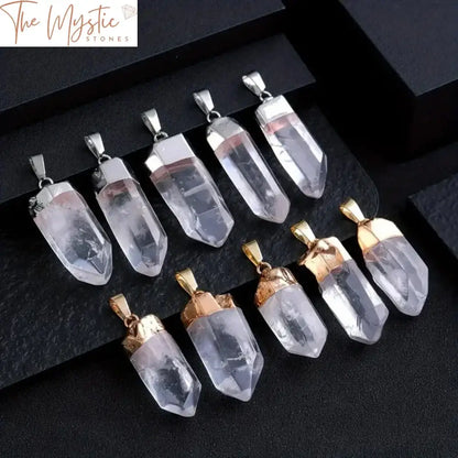 White Crystal Quartz Reiki Healing Pendant