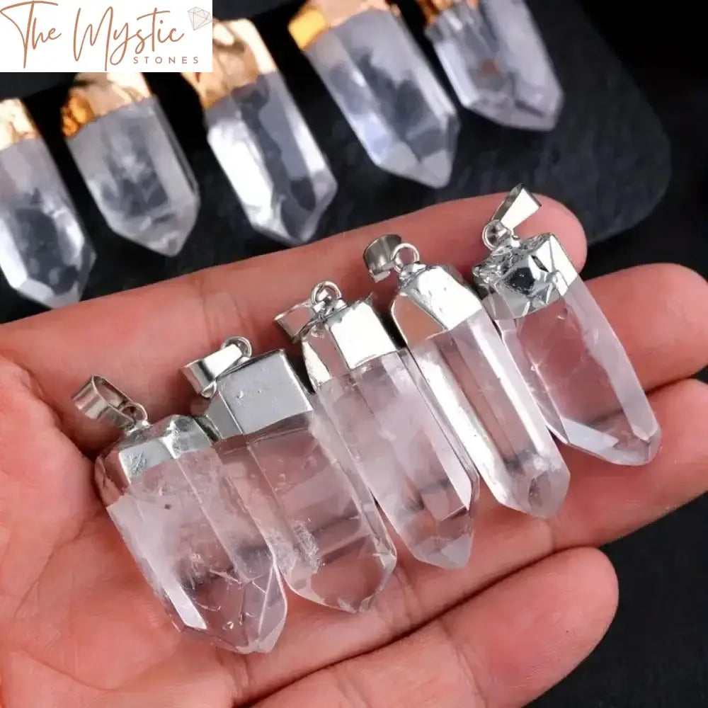 White Crystal Quartz Reiki Healing Pendant