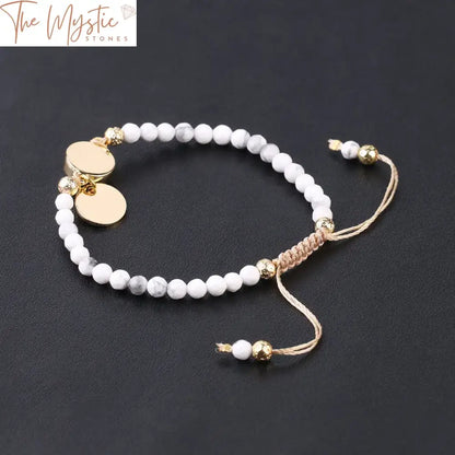 White Howlite And Druzy Quartz Beaded Bracelet