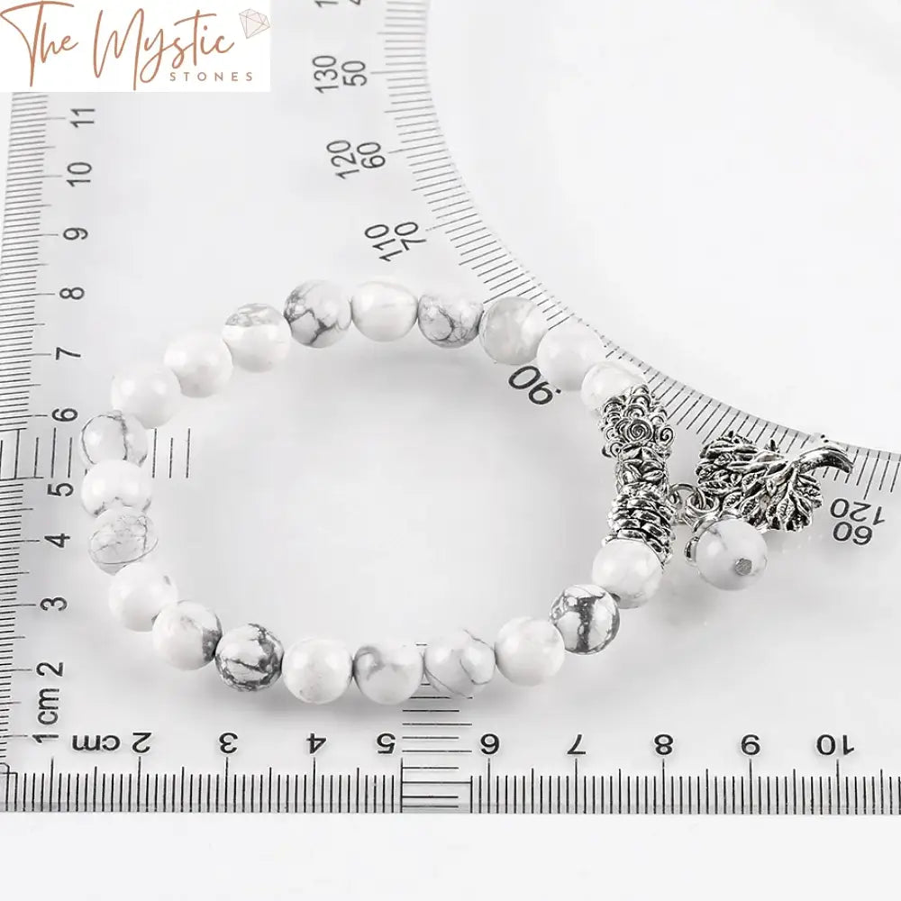 White Howlite Mala Bracelet With Tree Of Life Charm