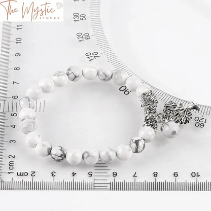 White Howlite Mala Bracelet With Tree Of Life Charm