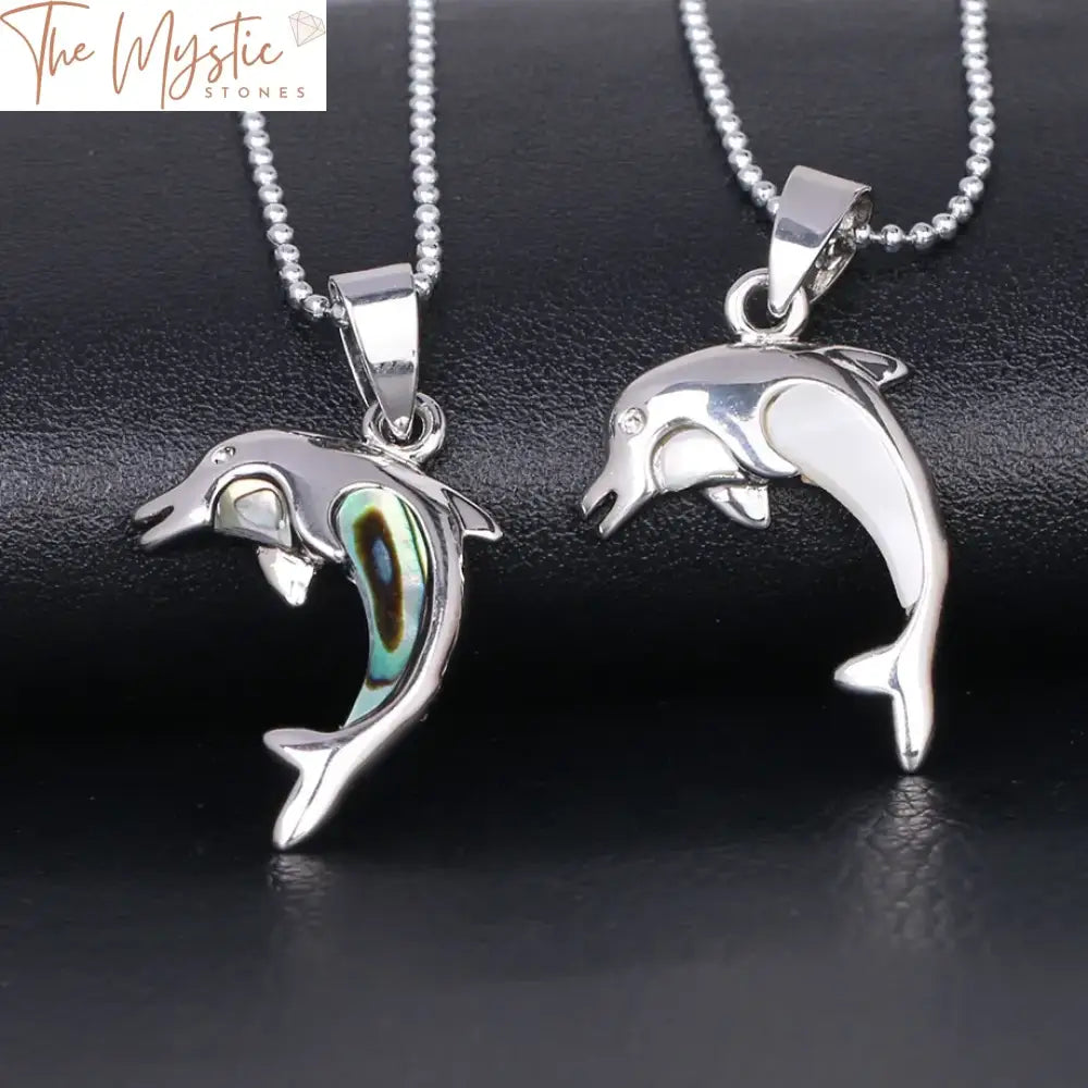 White Mother Pearl Dolphin Pendant Necklace