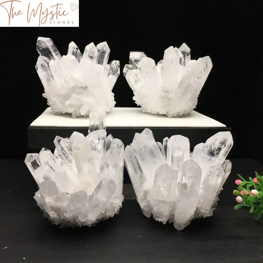 White Phantom Quartz Crystal Cluster