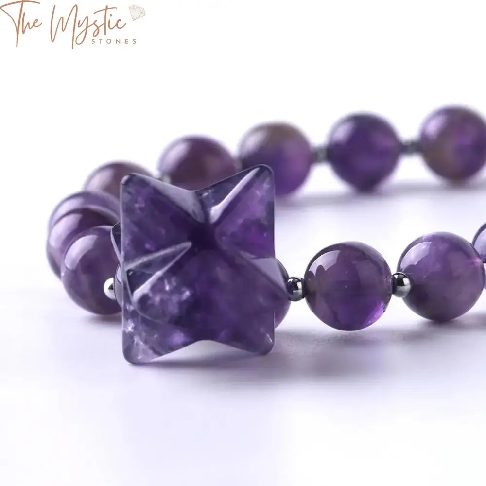 White Quartz & Purple Crystal Merkaba Bracelet