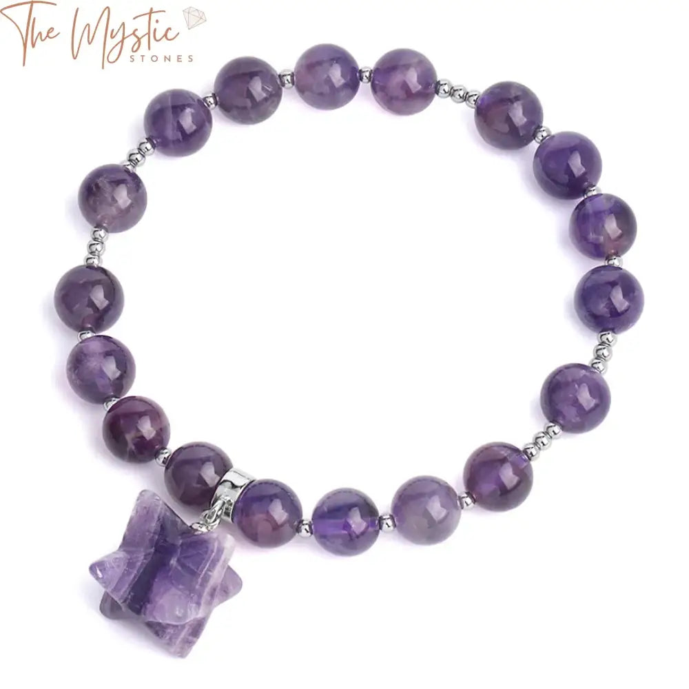 White Quartz & Purple Crystal Merkaba Bracelet