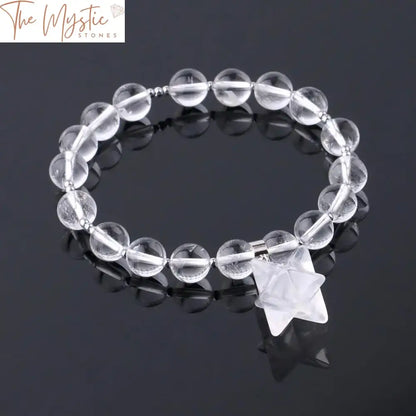 White Quartz & Purple Crystal Merkaba Bracelet