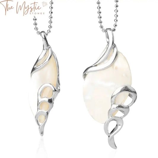 White Shell Leaf Pendant Necklace