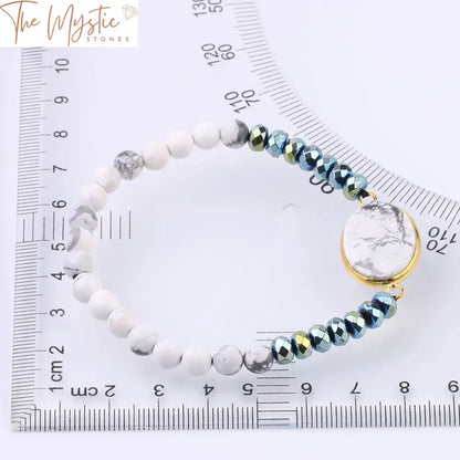 White Turquoise & Hematite Oval Bracelet