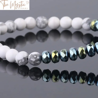 White Turquoise & Hematite Oval Bracelet