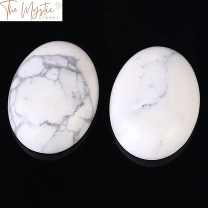 White Turquoise Howlite Oval Cabochon Beads