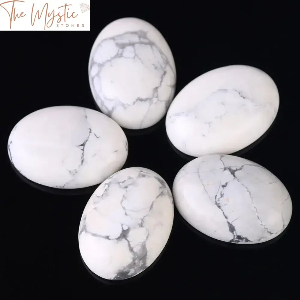 White Turquoise Howlite Oval Cabochon Beads