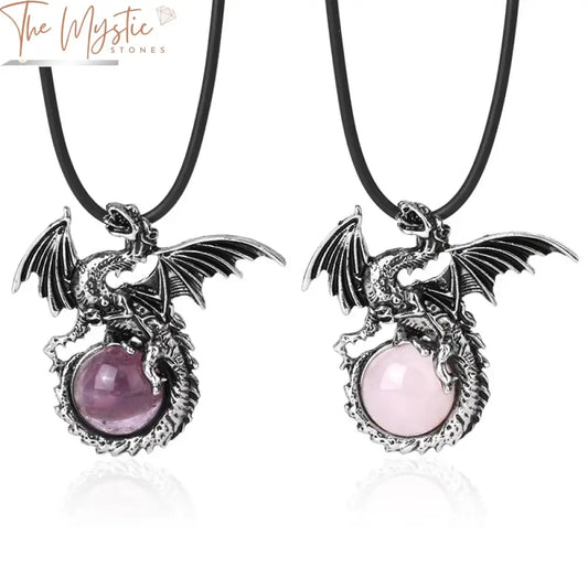 A vintage-style necklace featuring a pendant with a winged dragon design.