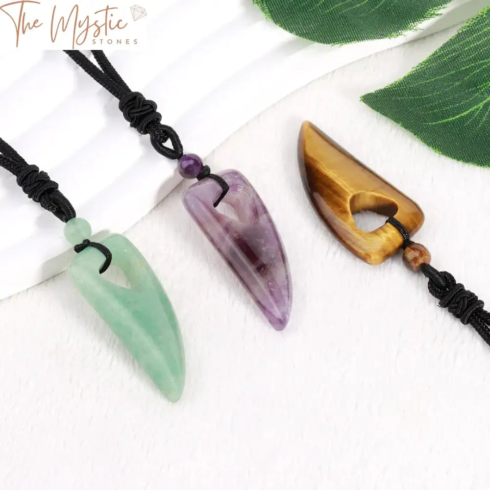 Wolf Tooth Crystal Pendant Necklace