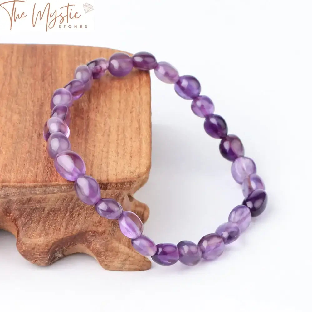 Women’s Natural Stone Chip Bracelet - Purple Tourmaline Crystal