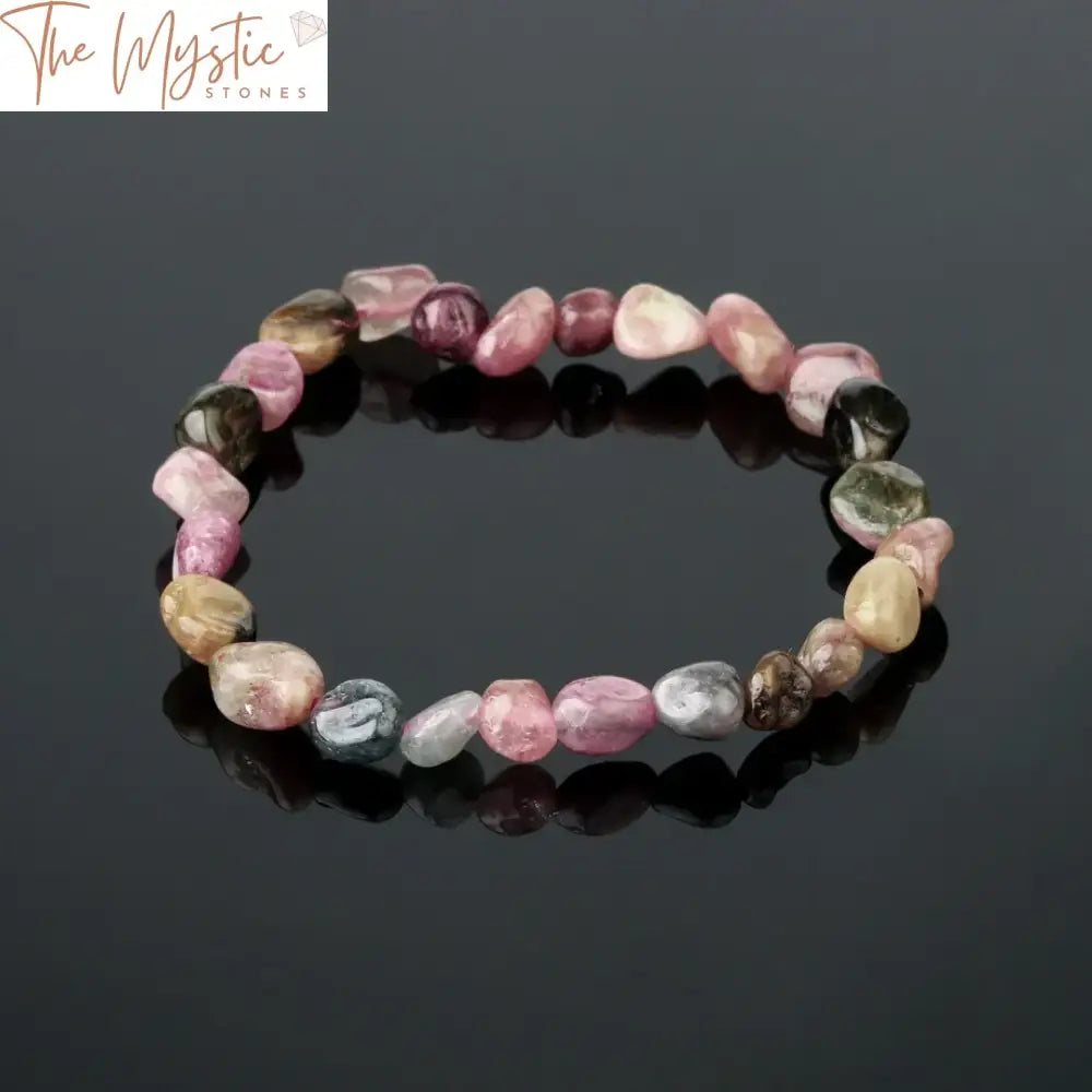 Women’s Natural Stone Chip Bracelet - Purple Tourmaline Crystal