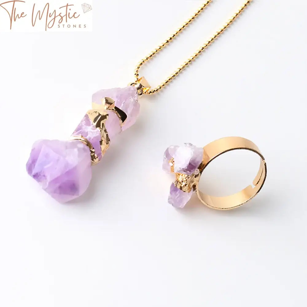 Yellow And Purple Quartz Wedding Jewelry Set